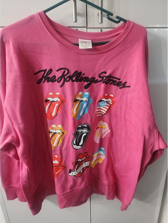 Tops - The Rolling Stones Pink Graphic Sweatshirt XL 16-18 Polyester Rayon Blend